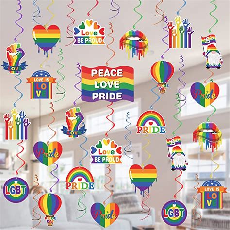 35 Pcs Gay Pride Decorations Hanging Swirls Love Is Love