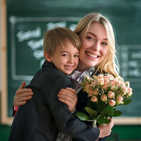 Premium Photo Happy Teachers Day Background Student Hugging With