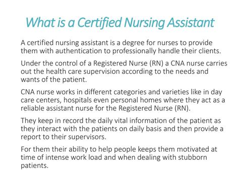 Ppt Certified Nursing Assistant Powerpoint Presentation Free