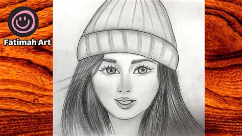 How To Drawing A Girl Wearing Winter Cap Step By Step Beautiful Girl