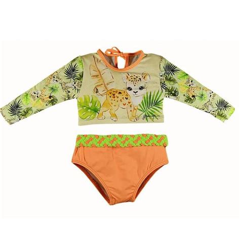 Biquini Infantil Longo Safari Menina Prote O Uv Grow Up Biqu Ni