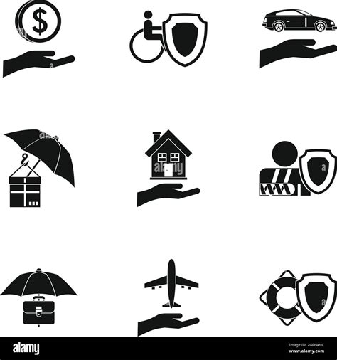 Insurance Icons Set Simple Style Stock Vector Image Art Alamy