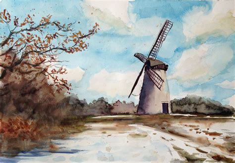 Windmill Watercolor At Explore Collection Of