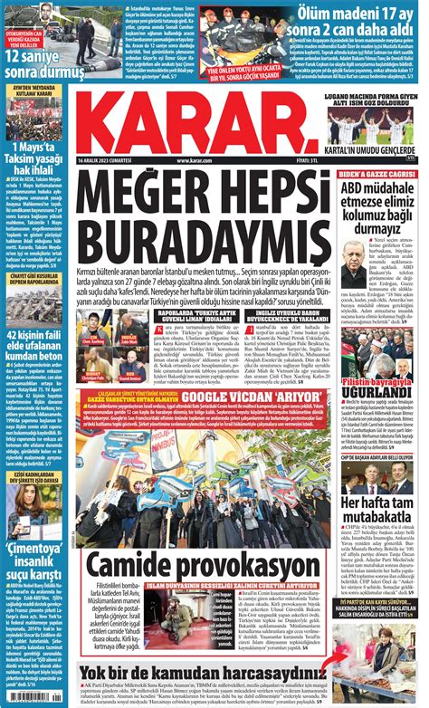 Karar Gazetesi Aral K Cumartesi G N Man Eti