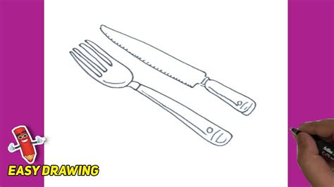 How To Draw Knife And Fork Easy And Step By Step Knife And Fork Line