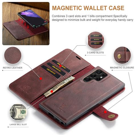 DG MING Samsung Galaxy S22 Ultra Wallet Magnetic Split Leather Case