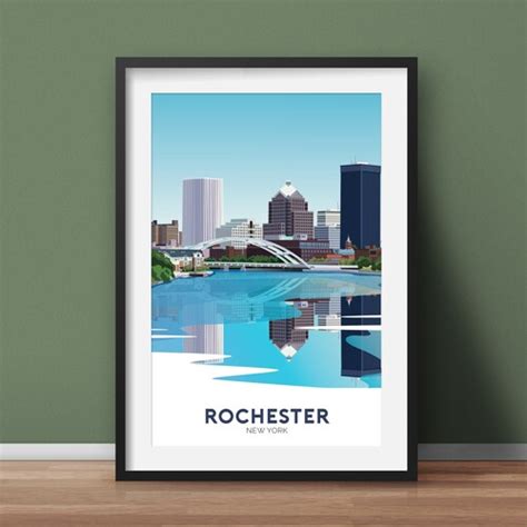 Rochester Skyline Art Print Rochester Poster Rochester Etsy