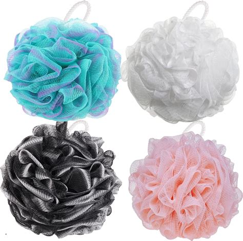 Btyms 4 Pieces Shower Loofahs Bath Sponges 60g Pcs Mesh