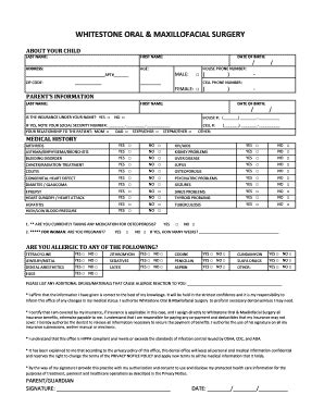 Fillable Online WHITESTONE ORAL MAXILLOFACIAL SURGERY ORAL Fax