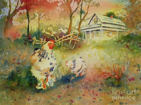 Hen and Rooster Art Print by Mary Haley-Rocks | Art prints, Rooster art, Art