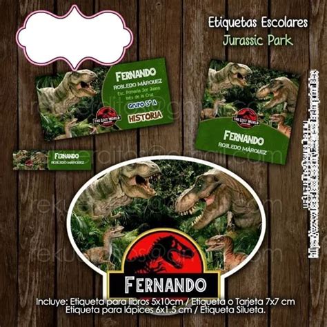 Kit Imprimible Etiquetas Escolares Jurassic Park Cuotas sin interés