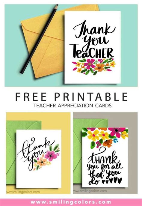 Teacher Appreciation Printable Cards