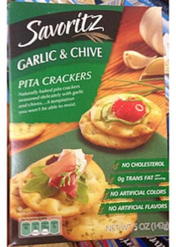 Savoritz Garlic Chive Pita Crackers 28 G Nutrition Information Innit