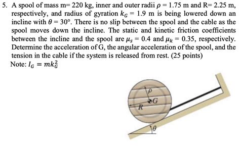 Solved A Spool Of Mass M 220 Kg Inner And Outer Radii Chegg