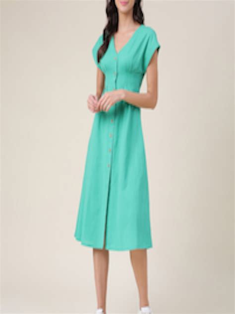 Buy Fabindia V Neck Extended Sleeves Cotton A Line Midi Dress Dresses