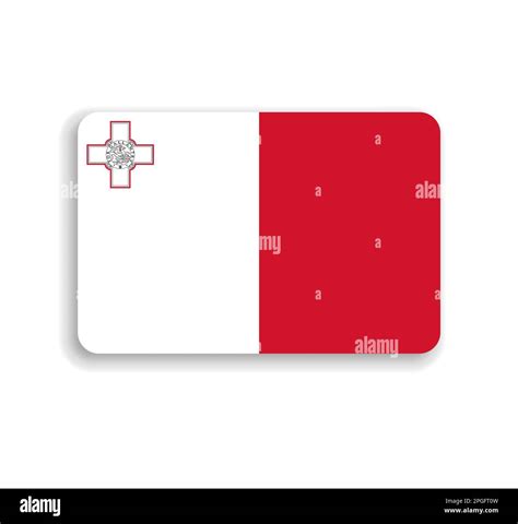 Malta Flag Flat Vector Rectangle With Rounded Corners And Dropped