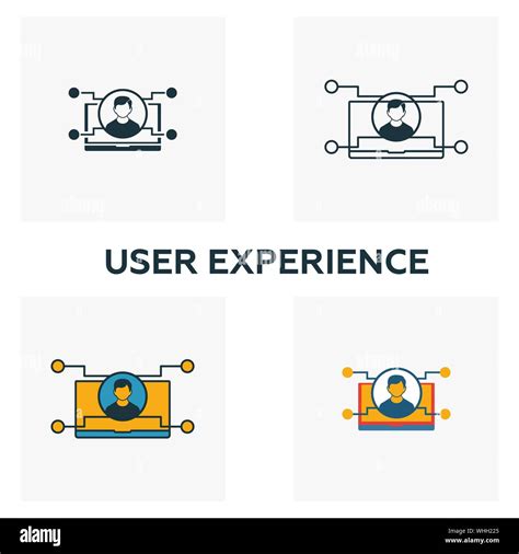 User Experience icon set. Four elements in diferent styles from design ui and ux icons ...