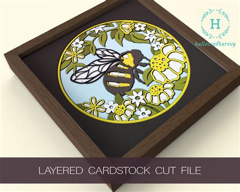 3d Bumble Bee Svg Summer Bumble Bee Shadow Box Svg Hellocraftersvg