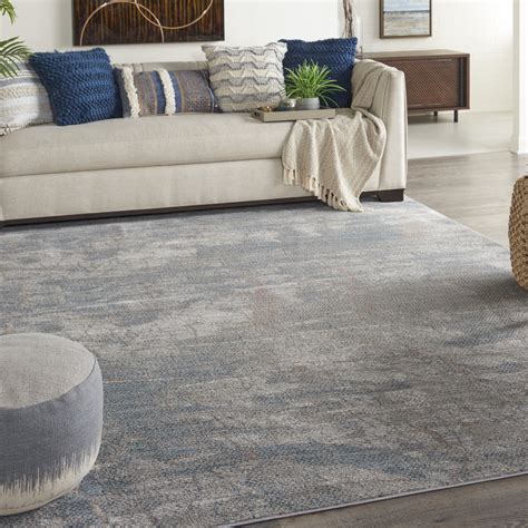 Nourison Rustic Textures Abstract Light Grey Blue 9 3 X 12 9 Area Rug