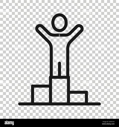 People Win Icon In Flat Style Champion On Podium Vector Illustration