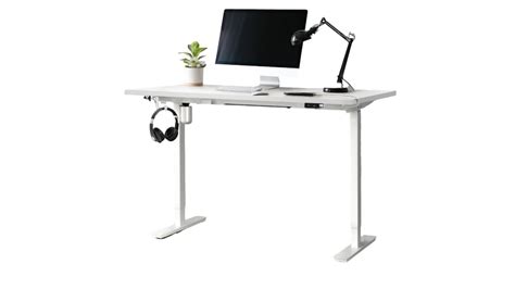 Oikiture Electric Standing Desk Single Motor Adjustable Sit Stand White