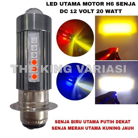 Jual LAMPU LED H6 SENJA BIRU NERAH SOROT UTAMA KUNING PUTIH LASER LED