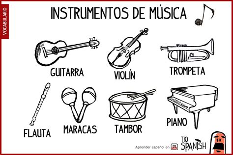 Los Instrumentos De M Sica En Espa Ol Guitarra Violin Trompeta