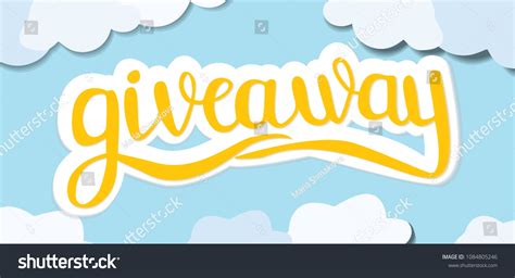 Giveaway Banner Card Handwritten Lettering Clouds Stock Vector (Royalty Free) 1084805246