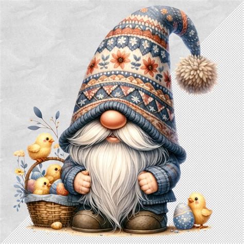 Premium Psd Cute Watercolor Gnome Easter Day Clipart Illustration