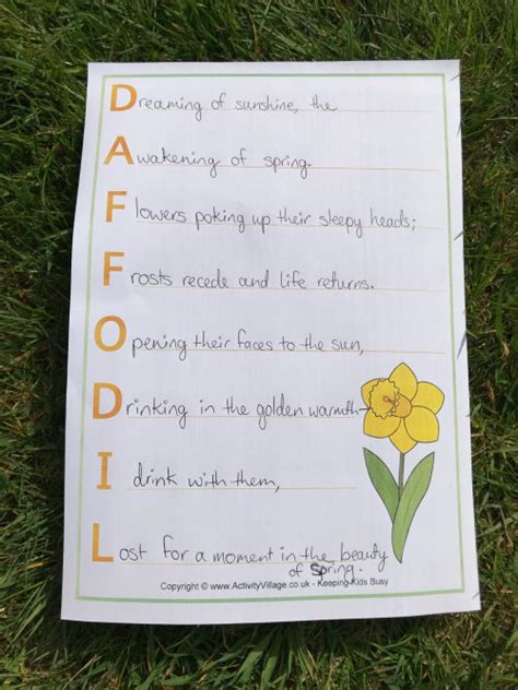 Daffodil Acrostic Poem Printable