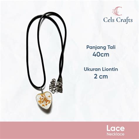 Jual Kalung Liontin Bunga Anne S Lace Asli Resin Berbentuk Hati Cantik