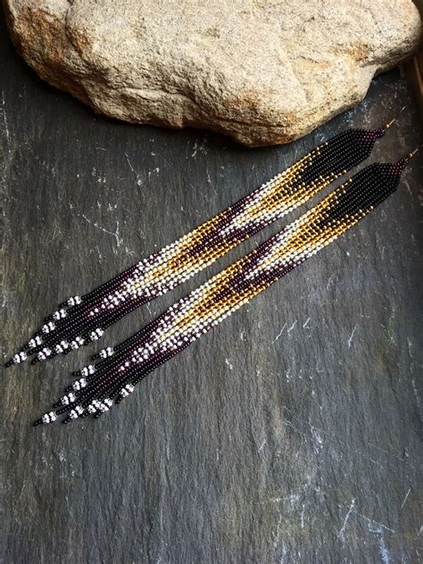 Long Native American Beaded Style Glass Seed Bead Fringe Etsy