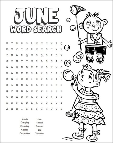 Summer Free Printable Word Searches