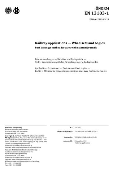 Onorm En Railway Applications Wheelsets And Bogies