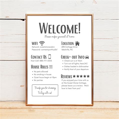 Airbnb Welcome Sign Vacation Rental Printable Editable Etsy