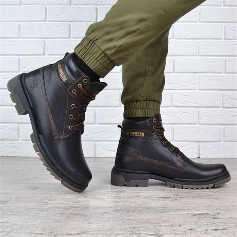 ᐉ Купить Ботинки мужские кожаные зимние CAT Caterpillar black ...