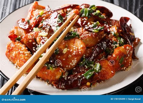 Very Spicy Sichuan Mala Chicken Is A Popular Dish In China Close Up In