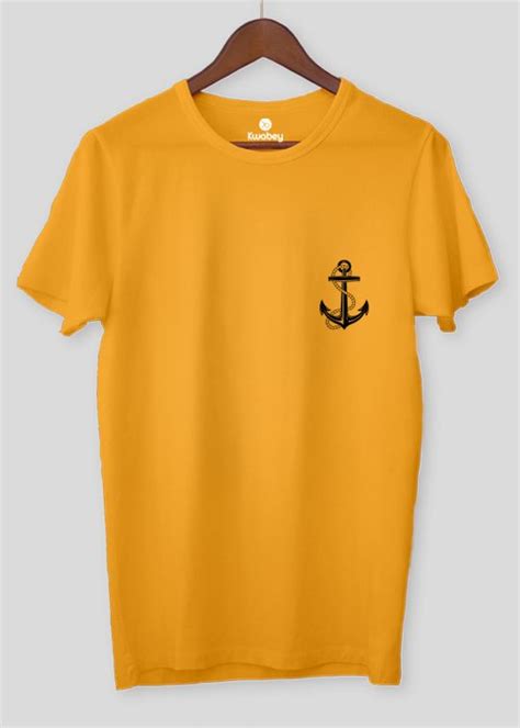 Anchor Mustard Half Sleeve T Shirt For Men Kwabey