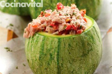 Calabacitas rellenas de atún Receta Calabaza rellena Como hacer