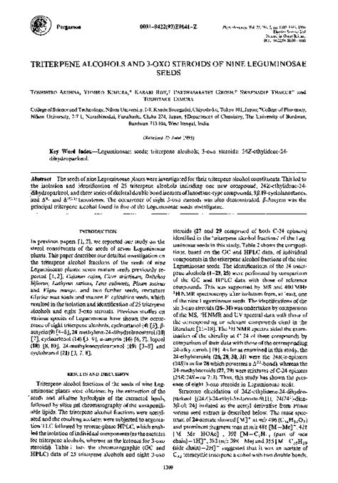 (PDF) Triterpene alcohols and 3-oxo steroids of nine Leguminosae seeds | swapnadip thakur ...