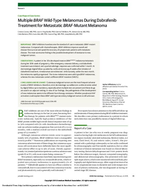 (PDF) Multiple BRAF Wild-Type Melanomas During Dabrafenib Treatment for ...