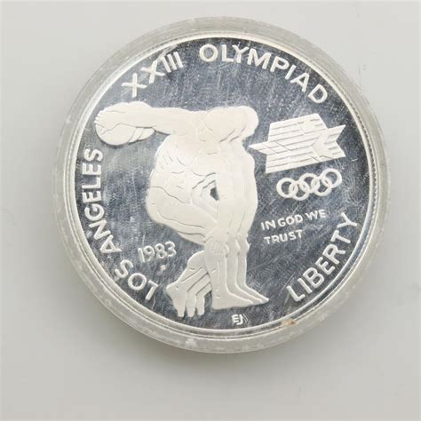 1983 Xxiii Summer Olympic Games Disc Thrower Silver Dollar Property