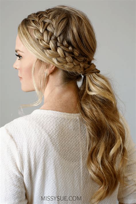 Side French Braid Into Ponytail