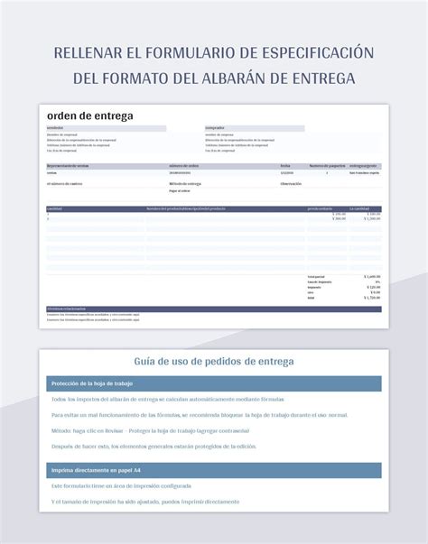 Plantilla De Formato Excel Lista De Entrega De Orden De Entrega Y Hoja