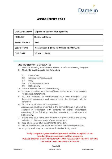 Business Ethics Assignment 1 BM Page 1 Of 3 ASSIGNMENT 1 BUSINESS