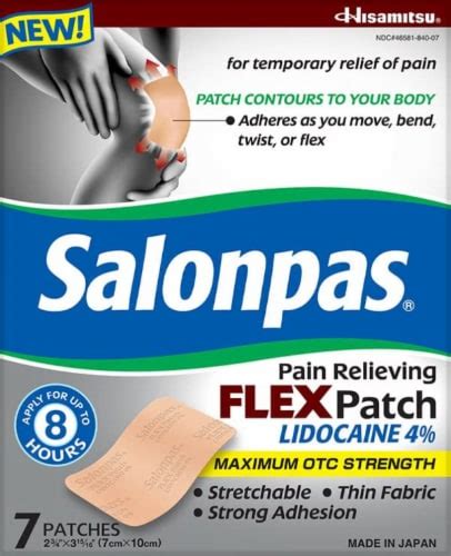 Salonpas Lidocaine 4 Pain Relieving Flex Patch Pack Of 2 2 Packs Kroger