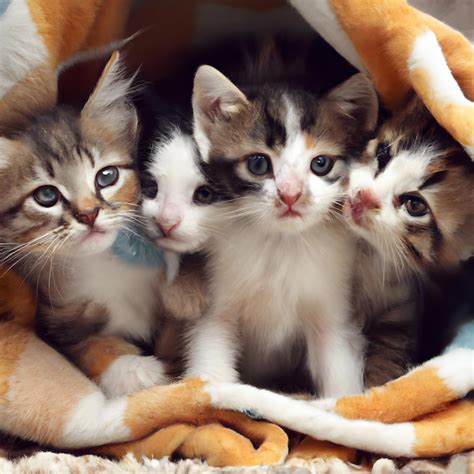 Un Grupo De Adorables Gatitos Acurrucados Juntos En Una Acogedora Manta