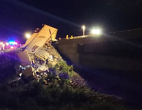 Major Highway 11 Crash Near Powassan Leaves Transport Hanging Off A