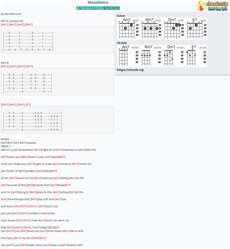 Chord: Moondance - Van Morrison - tab, song lyric, sheet, guitar, ukulele | chords.vip