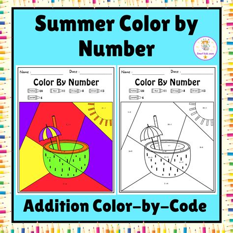 Summer Addition Color By Number Summer Math Worksheets Made By Worksheets Library